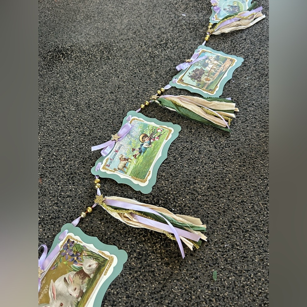 Easter postcard 1900’s vintage repurposed Holiday garland